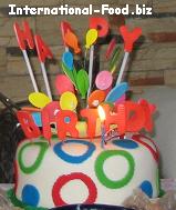 Birthday Cake with fondant balloons and happy birthday